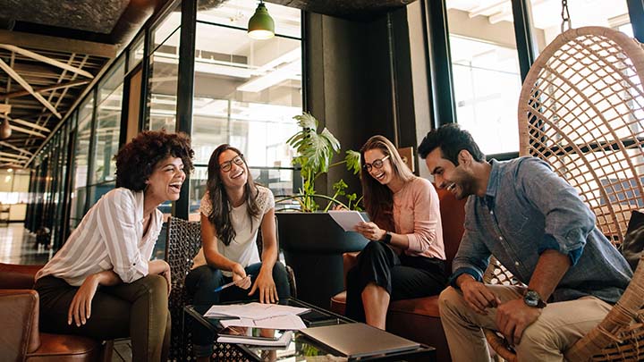 A group of friends laughing together.