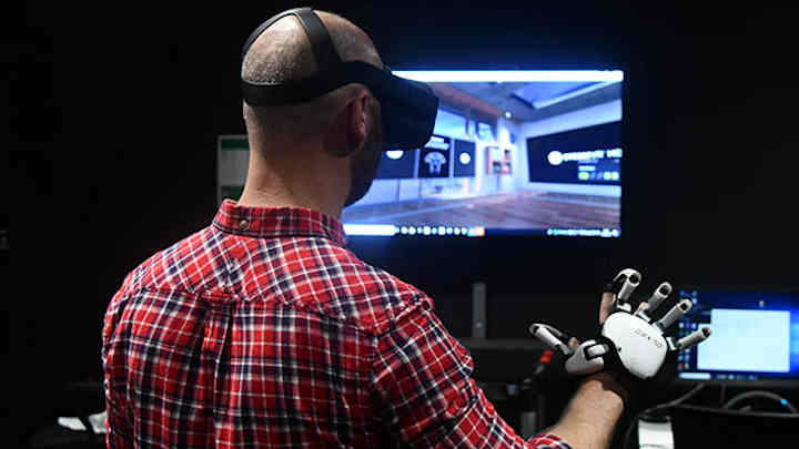 Researcher using the virtual reality facilities.