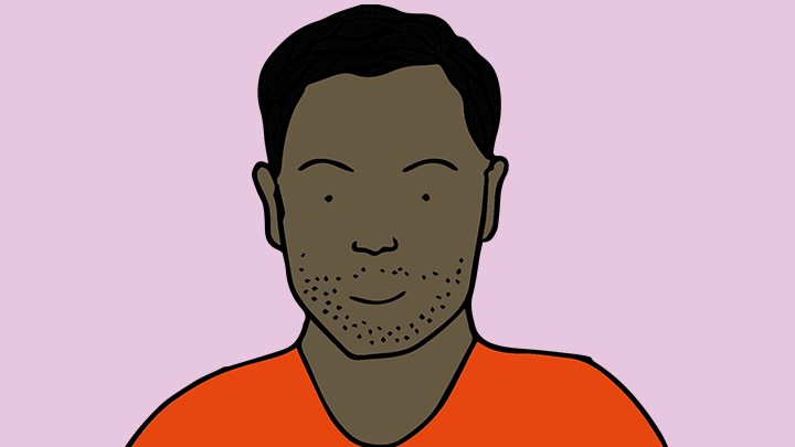 Hand-drawn cartoon of Aayush.