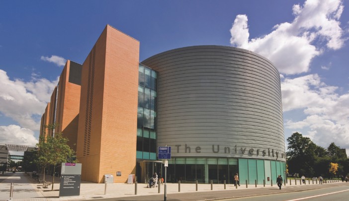 University Place with blue sky and a few clouds
