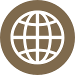 An icon showing a globe on a gold background.