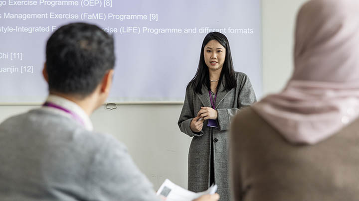 A prospective postgraduate researcher giving a presentation.
