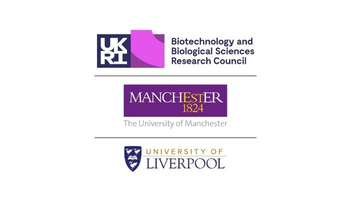 Logos for the BBSRC, The University of Manchester and the University of Liverpool